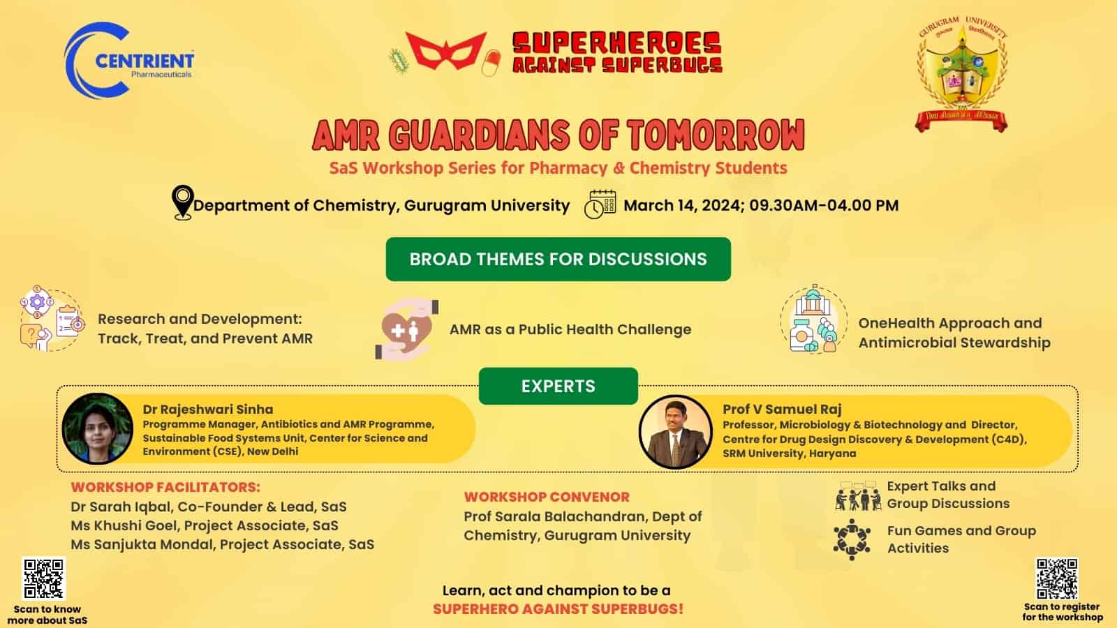 AMR Guardians of Tomorrow Workshop at Gurugram University - Superheroes  Against Superbugs